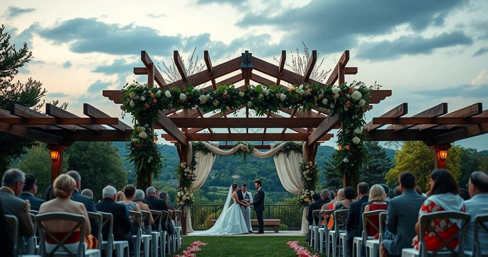 Pergolado de madeira para casamento